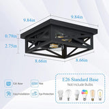 2 Pack Black Flush Mount Ceiling Light Fixtures 2 Light Square Farmhouse Ceiling Lights