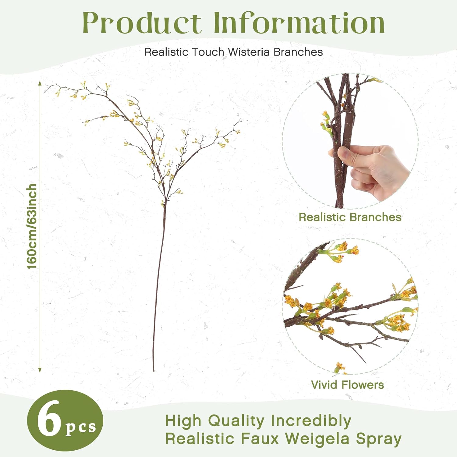 6 Pcs Tall Artificial Flowers Branches For Spring Indoor Decoration, 63 Inch Fake Faux Flowers With Long Stems For Vase Wedding Home Party Table Centerpieces (Weigela Spray)