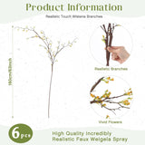 6 Pcs Tall Artificial Flowers Branches For Spring Indoor Decoration, 63 Inch Fake Faux Flowers With Long Stems For Vase Wedding Home Party Table Centerpieces (Weigela Spray)