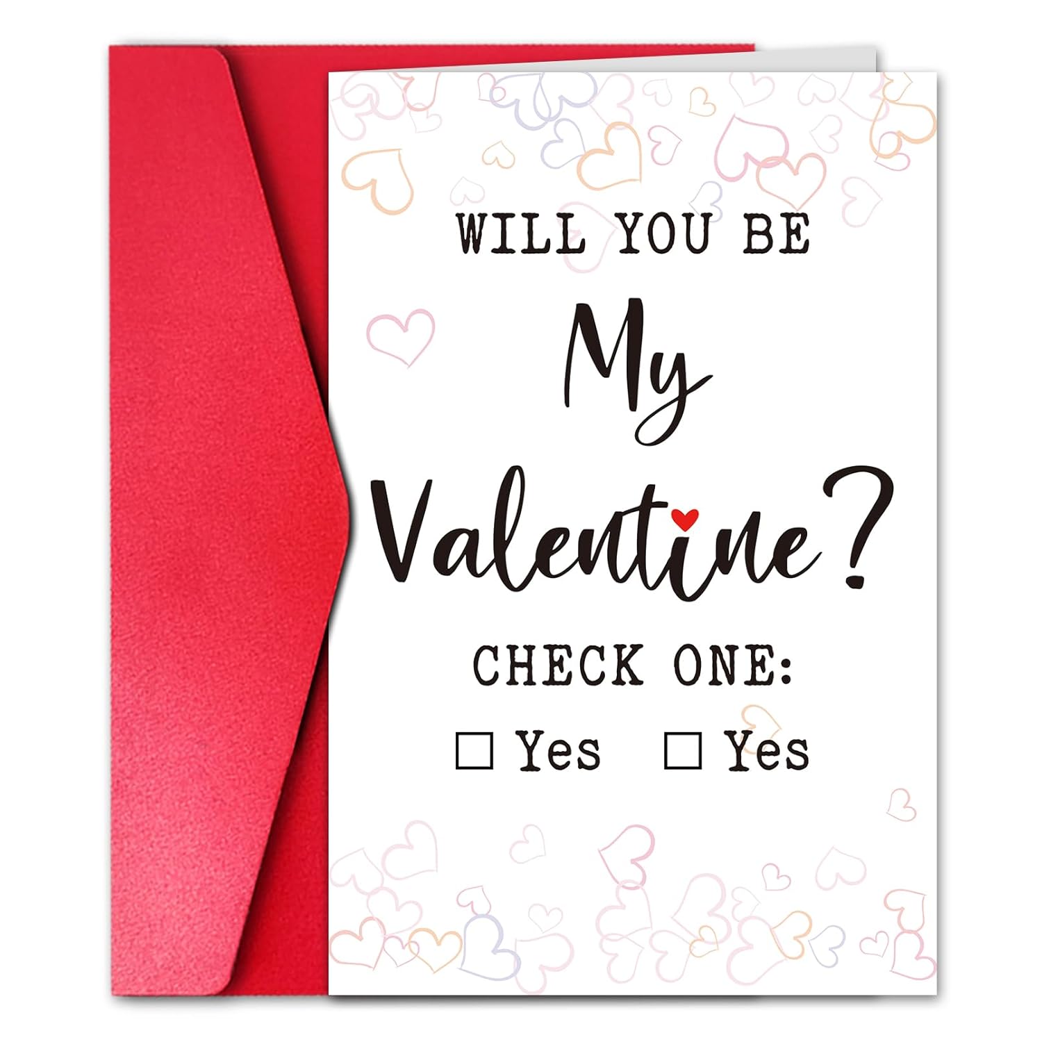 Funny Valentines Day Card For Boyfriend Girlfriend, Will You Be My Valentine Card Gift For Him Men (Check One), 8 X 5.3 In, Blank Inside, Red Envelope