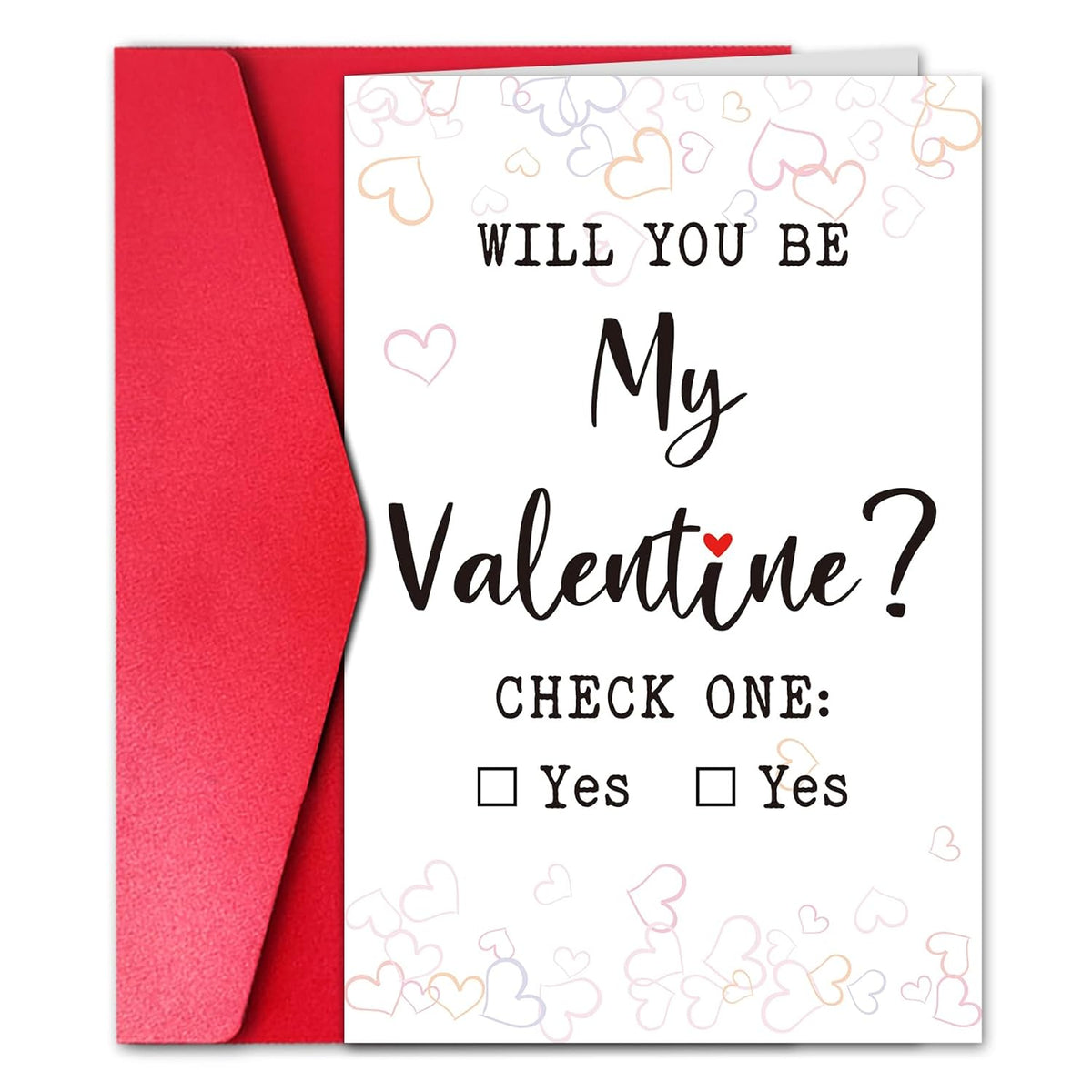 Funny Valentines Day Card For Boyfriend Girlfriend, Will You Be My Valentine Card Gift For Him Men (Check One), 8 X 5.3 In, Blank Inside, Red Envelope