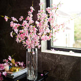 6Pcs Artificial Cherry Blossom Branches Faux Cherry Silk Flowers Vine Tall Stems Artificial Flower For Vase Wedding Home Decor (Dark Pink)