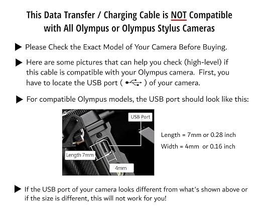 USB Camera Charging Data Cable for Olympus Tough TG 870 TG 860 TG 830 TG 630