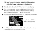 USB Camera Charging Data Cable for Olympus Tough TG 870 TG 860 TG 830 TG 630