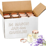 24 Pcs 4Oz Mini Mason Jar Candles Bulk Small Lavender Scented Candles For Wedding Christmas Halloween Birthday Thank You Gifts For Coworker Staff(Rose Gold)