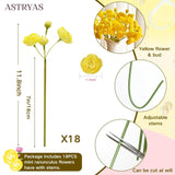 18Pcs Ranunculus Artificial Flowers, Yellow Faux Silk Mini Peony Flowers Fake Peonies Wedding Flowers Diy Bouquet For Centerpieces Arrangements Bridal Shower Decorations