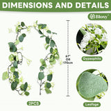 2 Pack Fake Vines With Eucalyptus Leaf & Flower, Artificial Ivy Garland For Room Decor, Green Flowers Hanging Plants Faux Greenery Leaves Bedroom Aesthetic For Home Garden Wall Wedding
