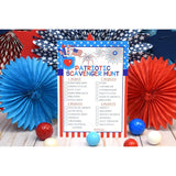 Food, Friends & Fireworks Word Search And Scavenger Hunt Patriotic Game Cards, Ten 5" X 7" Fill-In Game Cards