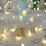 Moon String Lights Ramadan Decor, Outdoor Led String Lights 10Ft 20 Led Battery Operated Fairy Lights For Wedding Garden