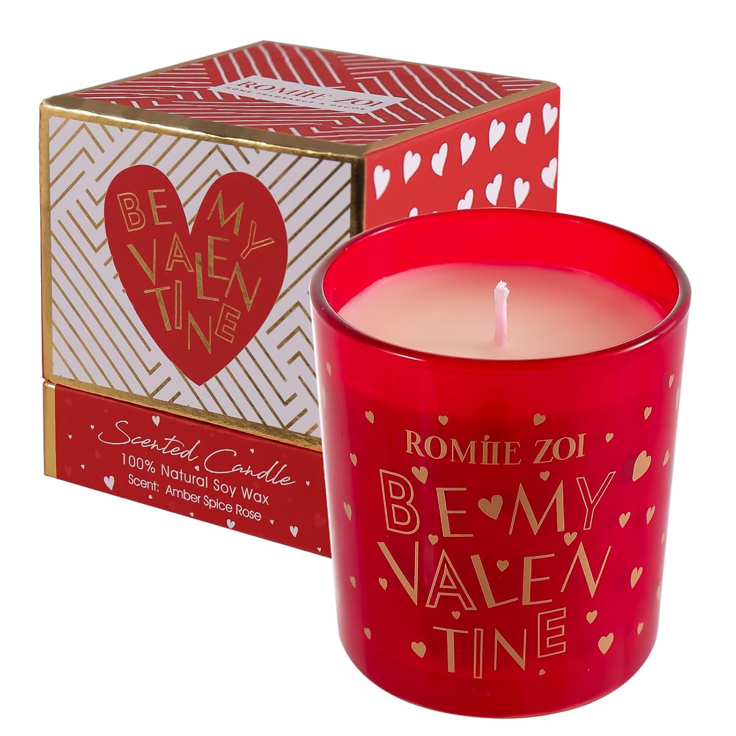 Holiday Valentine'S Day Scented Candle - 6Oz Soy Wax Candle Infused With Amber Spice Rose - Gift Box Packaged For Holiday Season Women Gift