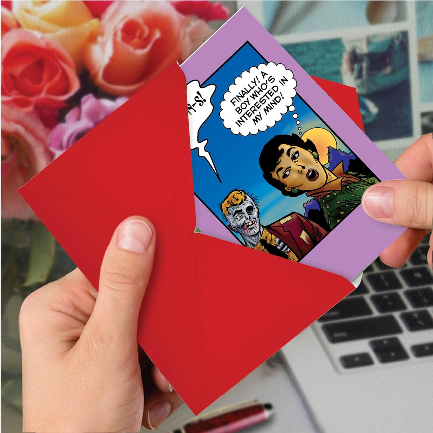, Happy Valentine'S Day Card With Envelope - Note Card For Loving Valentine - Zombie Brains 7369
