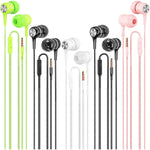 Wired Earbuds 5 Pack, Mic, Heavy Bass, 3.5mm Jack, High-Quality Sound