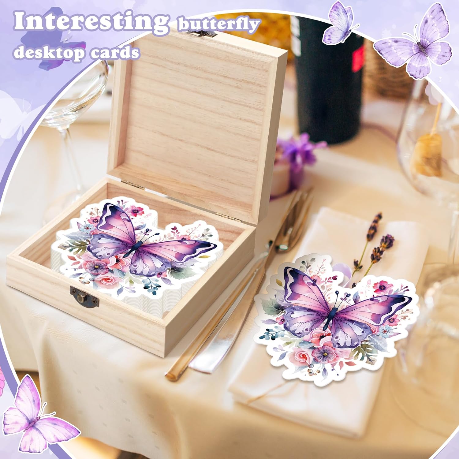 50 Pcs Double Side Butterfly Baby Predictions Advice Cards For New Parents Butterfly Floral Baby Shower Decorations With Wooden Keepsake Box Baby Shower Games Cards For Baby Wishes
