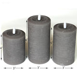 3"X4" 5" 6" Flameless Flickering Led Candles Real Wax Pillar Candles Battery Operated Electric Led Lights With Remote For Home Decorations Wedding Party, Grey, Set Of 3