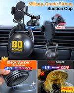 Military-Grade Suction Phone Holder, 360° Rotating Car Mount for iPhone/Samsung