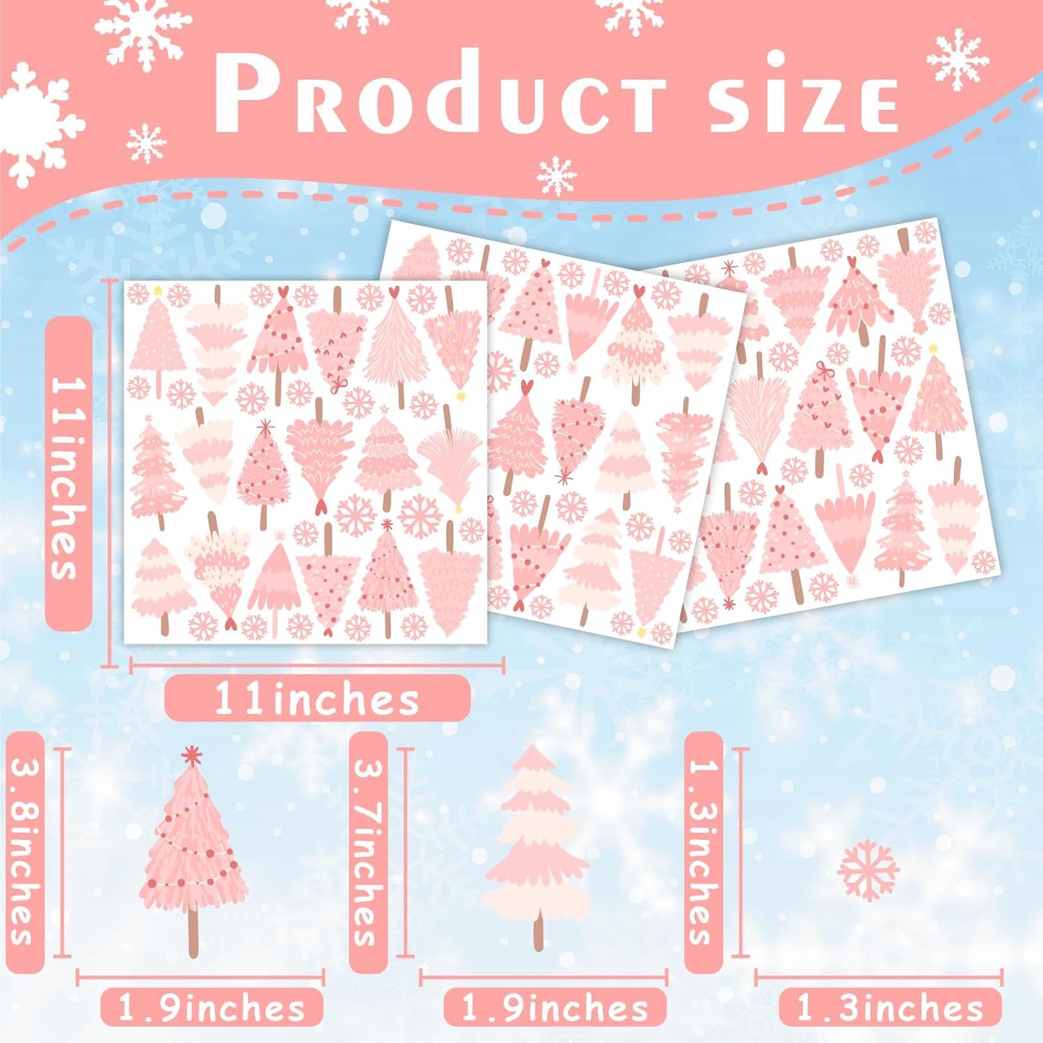 Pink Christmas Tree Wall Decals Merry Christmas Wall Stickers Xmas Tree Snowflake Stickers For Christmas Wall Decoration Indoor Pink Pine Tree Wall Decals For Kids Bedroom Winter Holiday Party Decor