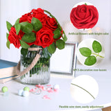 Artificial Rose Flowers, 50 Pcs Foam Red Roses Flowers Real Looking Artificial Foam Fake Roses With Stems Decoration Diy For Wedding Bouquets, Arrangements Party Home Decorations (Red, 50Pcs)