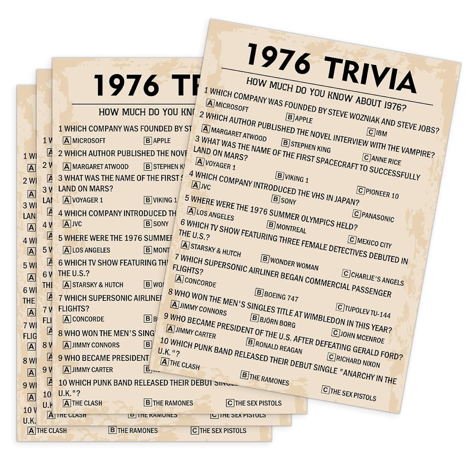 50Th Birthday Party Games, 1976 Trivia Games, Birthday Party Supplies For Adults, Fun 1976S Party Game?Pack Of 30 Cards