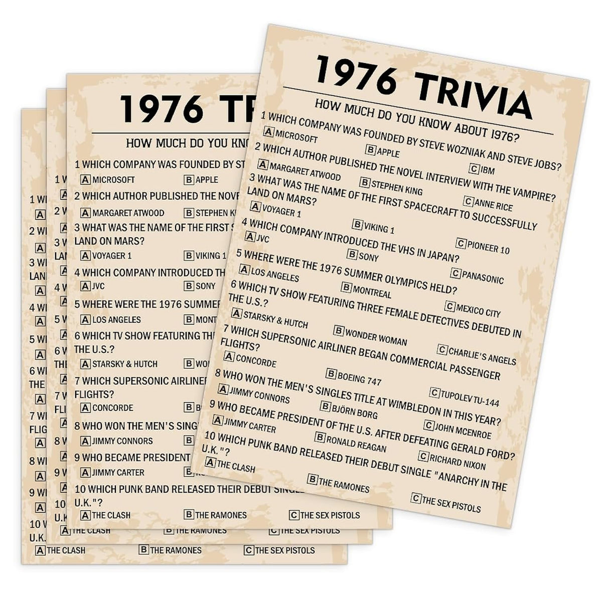 50Th Birthday Party Games, 1976 Trivia Games, Birthday Party Supplies For Adults, Fun 1976S Party Game?Pack Of 30 Cards