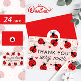 24 Pcs Ladybugs With Daisy Thank You Cards Greeting Cards With Envelopes Stickers Red Pink Blank Note Card For Wedding Business Graduation Bridal Baby Shower Birthday Party, 4 X 6 Inch