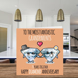 Cute Diamond Anniversary Card For Grandparents - 75 Years Together - Happy 75Th Wedding Anniversary Cards For Grandpa Grandma Nanny, 5.7 X 5.7 Inch Greeting Cards For Seventy-Fifth Anniversaries