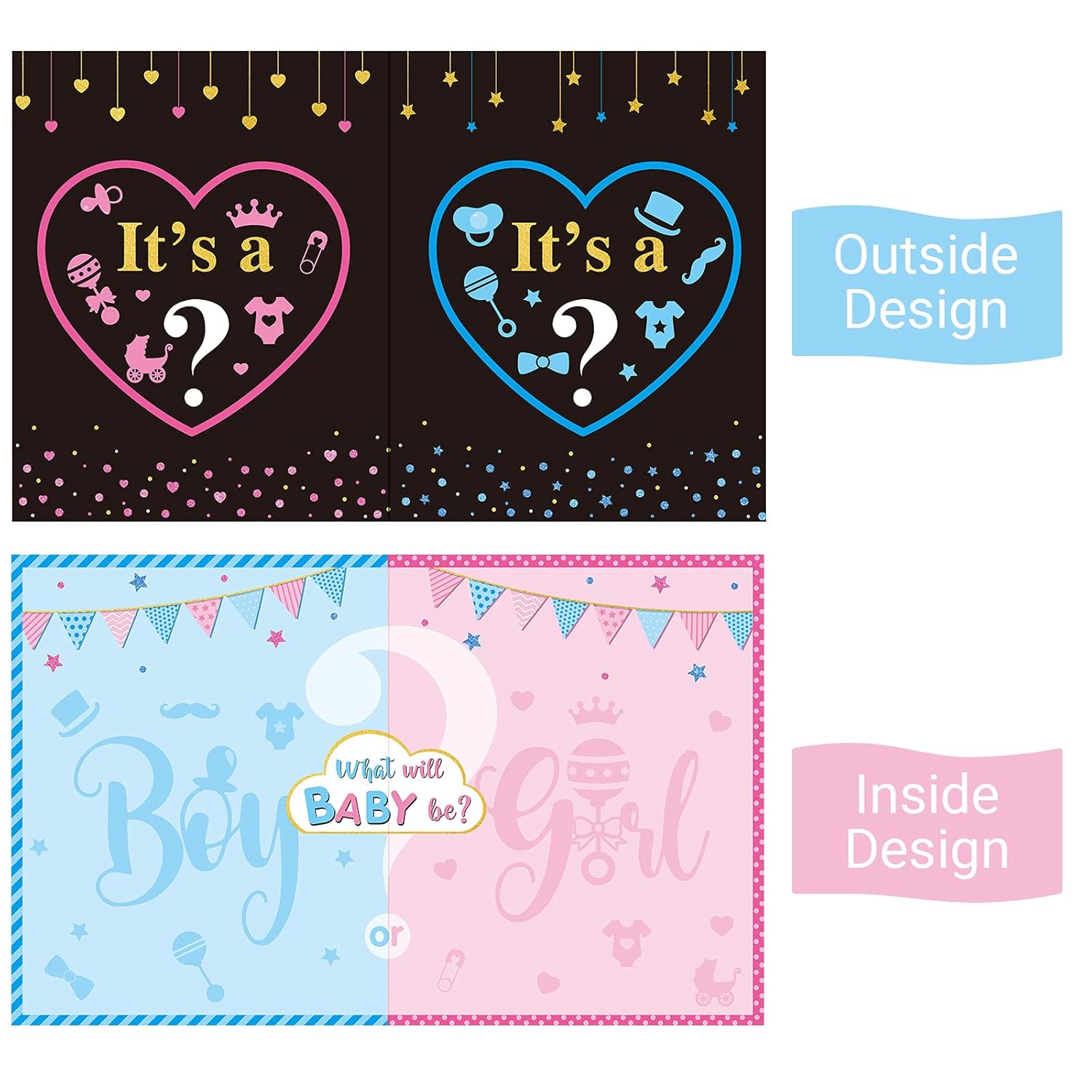 Gender Reveal Games For Guests Gender Reveal Boy Or Girl Decorations Guests Write Blessing For Baby And Sign On The Prediction Guestbook Cards Baby Q Ideas Games Party Supplies