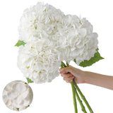 3 Pcs Real Touch Hydrangea Artificial Flowers 22.5" Lifelike Latex White Hydrangeas Fake Hydrangeas For Home Decor Party Wedding Bouquets Table Centerpieces Floral Arrangements Indoor Outdoor Decor