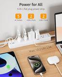 10FT Power Strip 5 Outlets 4 USB Ports 1700J Surge Protector Flat Plug White
