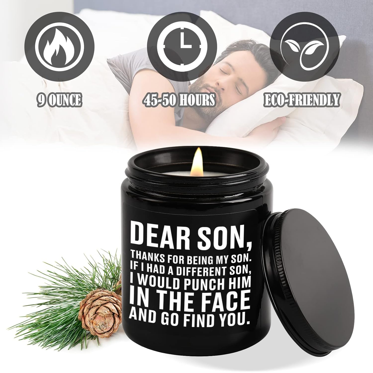Son Gifts From Mom Dad, Birthday Gifts Ideas For Son Adult, Cool Fathers Christmas Valentines Graduation Wedding Gift For Sons - Sandalwood Scented Candles For Men