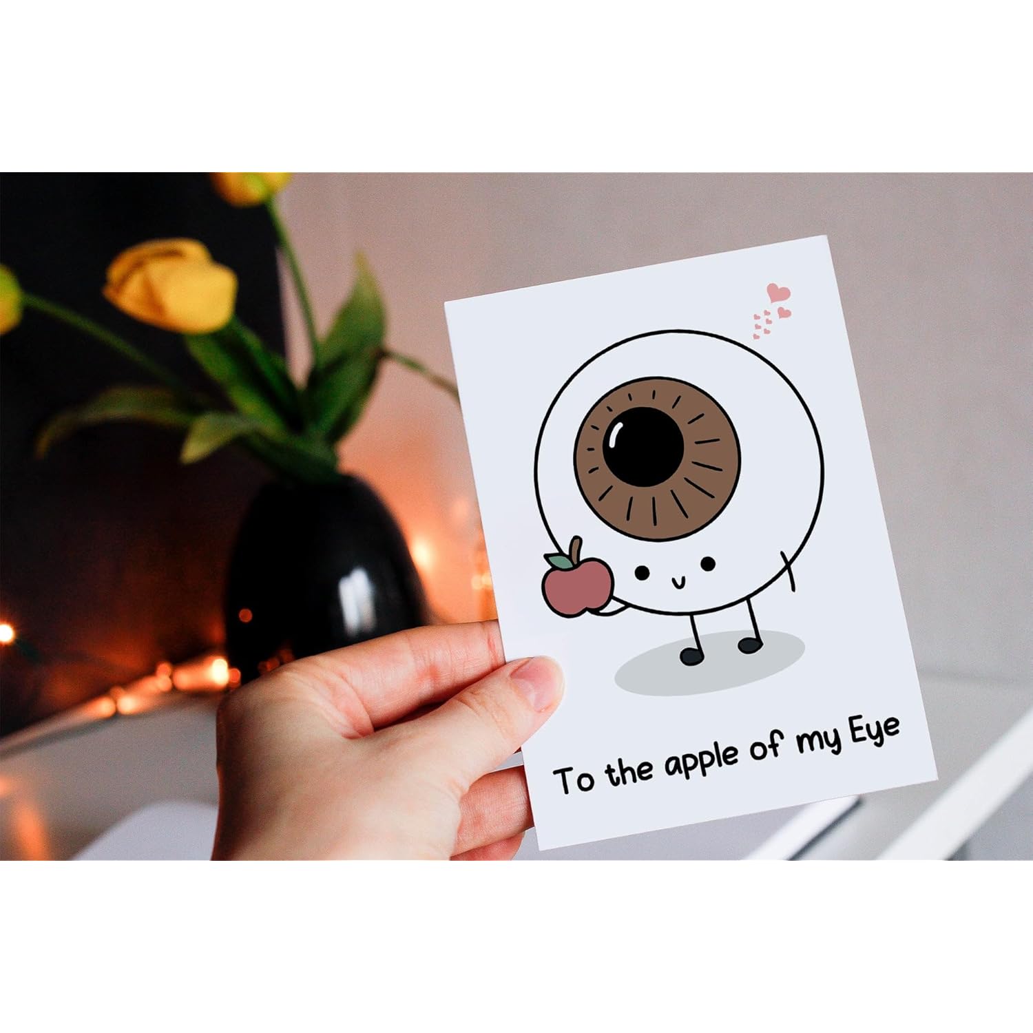 To The Apple Of My Eye Card - Valentine'S Day Medical Card Gift For Doctor-Nurse - Medical Cute Card - Eyeball Card - Optometry Card - Eye Card - Medical Pun Card - Greeting Card