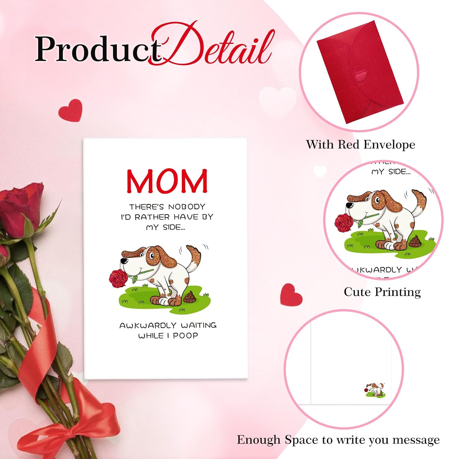 Mothers Day Card From Dog - 5.5X8 Funny Birthday Card For Dog Mom Humorous Mothers Day Birthday Gift From Pets Bonus Mom With Envelope