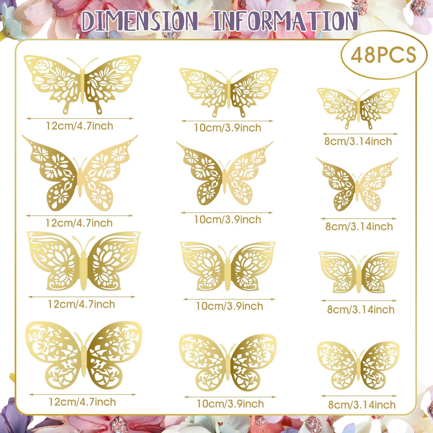342 Pcs Valentine Flower And Butterfly Diy Set Small Silk Fake Rose Daisy Head Gold Butterfly For Graduation Cap Decor 3D Artificial Flowers Embellishments Bulk For Wedding Bouquet