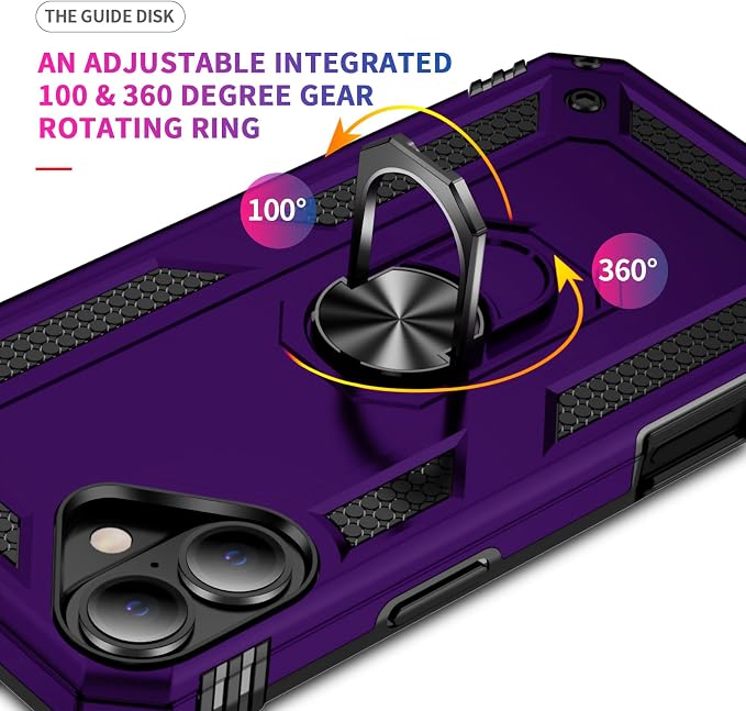 iPhone 17 Case iPhone 18 Case with Screen Protector and Built-in Kickstand Purple Full Body Cover