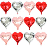 Heart Balloons Pack Of 12 - Red Heart Balloon Rose Gold Balloon Silver Ballons Heart Shaped Balloons For Valentines Day Wedding Engagement Anniversary Party Decorations