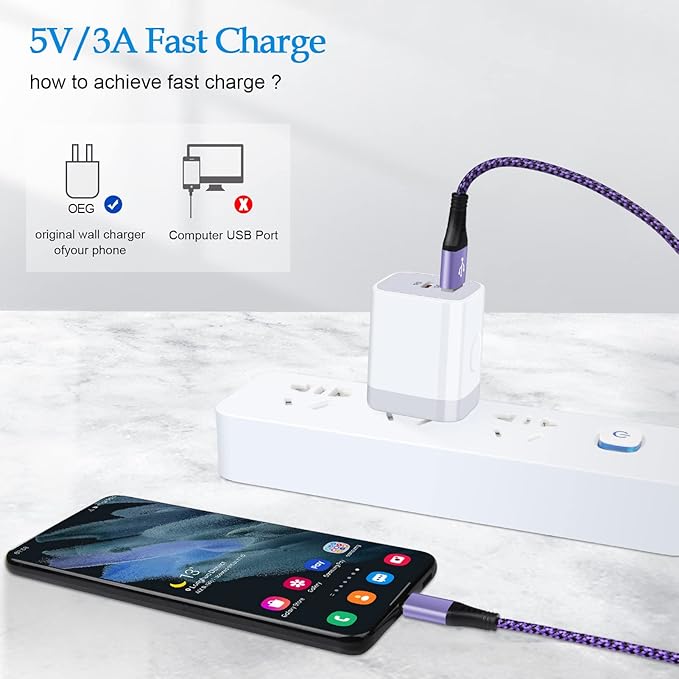 2 Pack 6FT USB C Fast Charging Cable for Google Pixel 8 7 6 Samsung Galaxy S24 S23