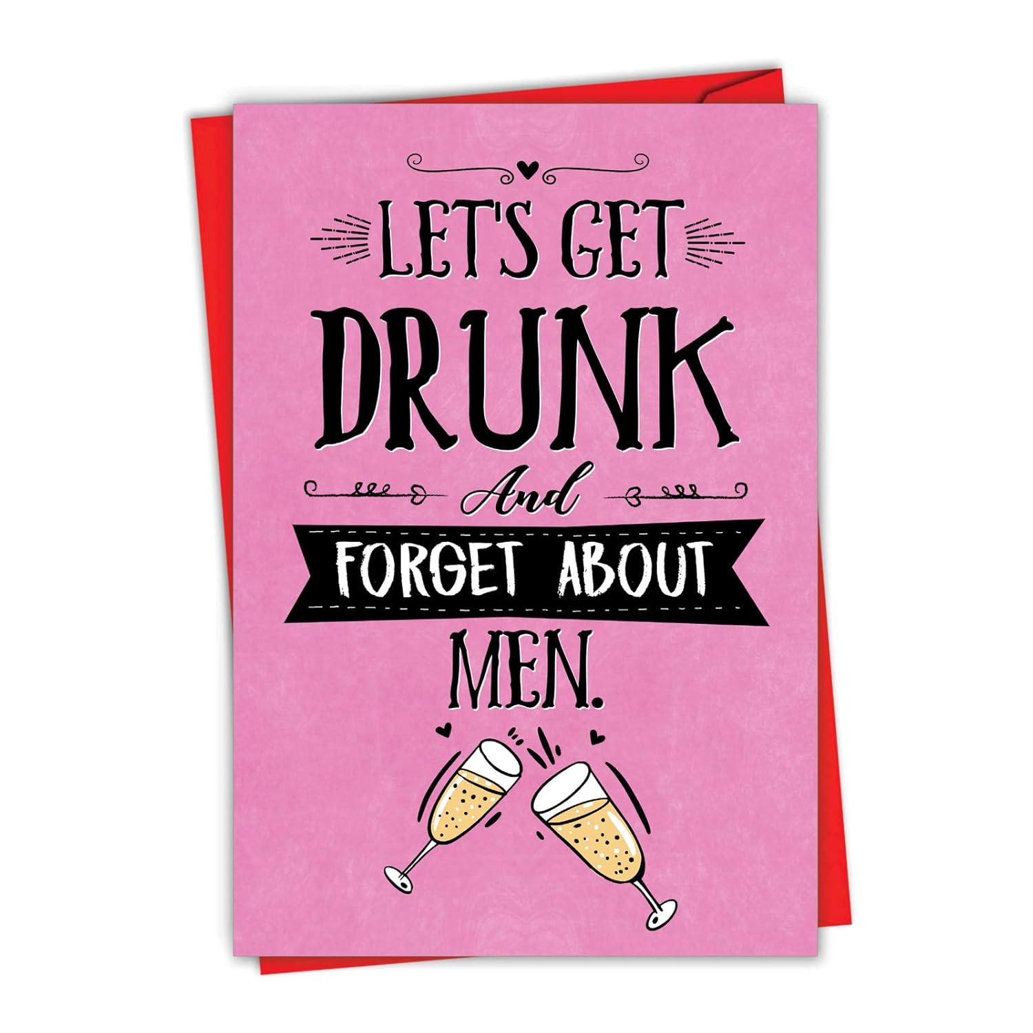 , Cute Valentine'S Card With Envelope - Heartfelt Stationery Notecard For Valentines - Forget About Men C3139Vdg