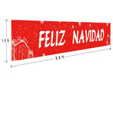 Large Feliz Navidad Banner, Spanish Merry Christmas Banner, Holiday And Christmas Party Supplies Decorations, Indoor Outdoor (9.8 X 1.5 Feet)