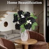 30Pcs Artificial Black Roses With Adjustable Stems - Gothic Decor For Valentines Day, Wedding Centerpieces & Party Arrangements