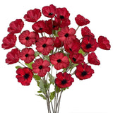 24 Blooms Artificial Poppy Flowers, 8Pcs Long Stem Red Faux Poppies, 27.5"/70Cm Silk Poppy Flowers With Stems,Red Poppies For Memorial Day Wedding Home Decor Office Party Centerpieces