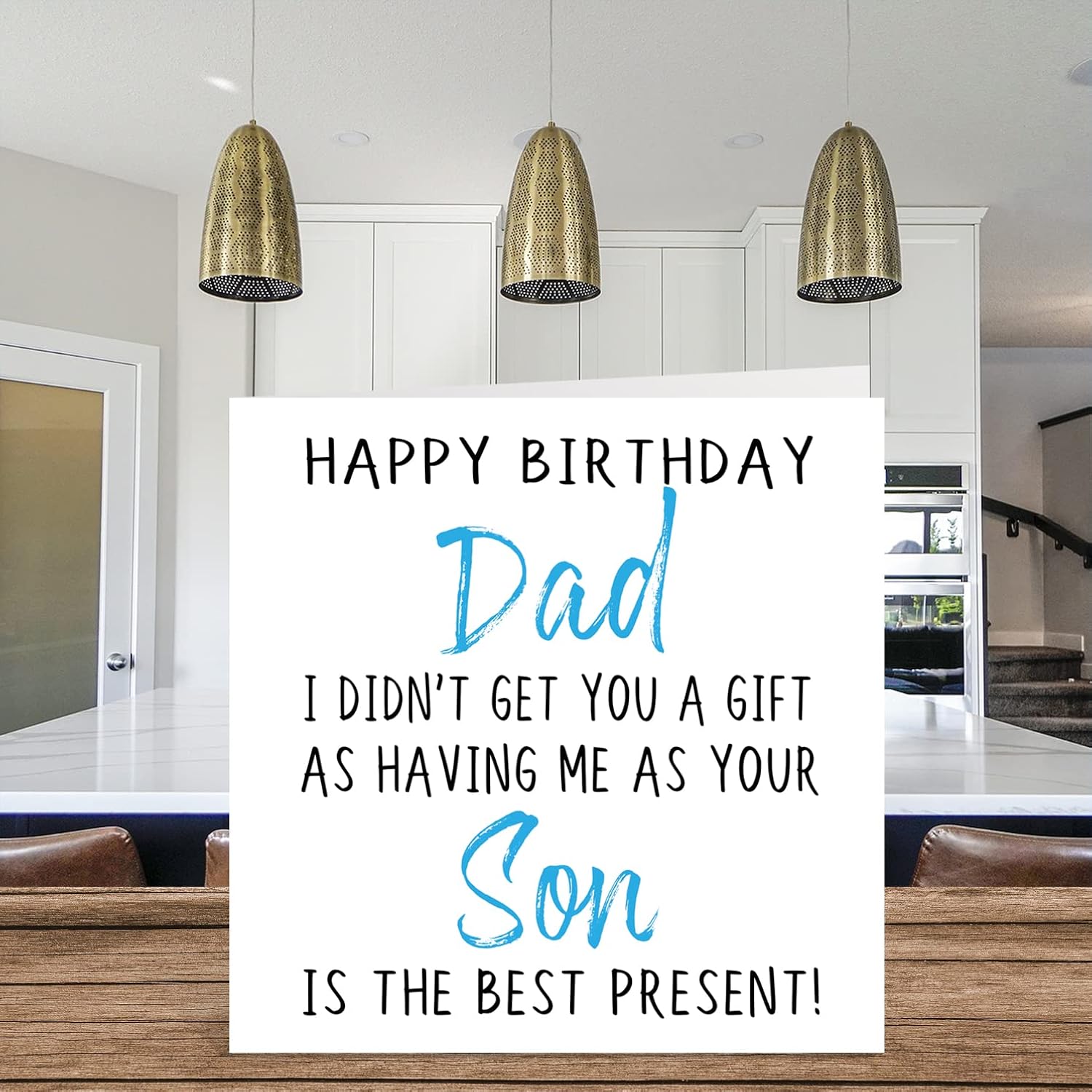 Funny Birthday Cards For Dad From Son - Happy Birthday Dad Papa Pops No Gift - Birthday Card From Son, Father Rude Birthday Gifts, 5.7 X 5.7 Inch Joke Humor Greeting Cards For Daddy Papa Him