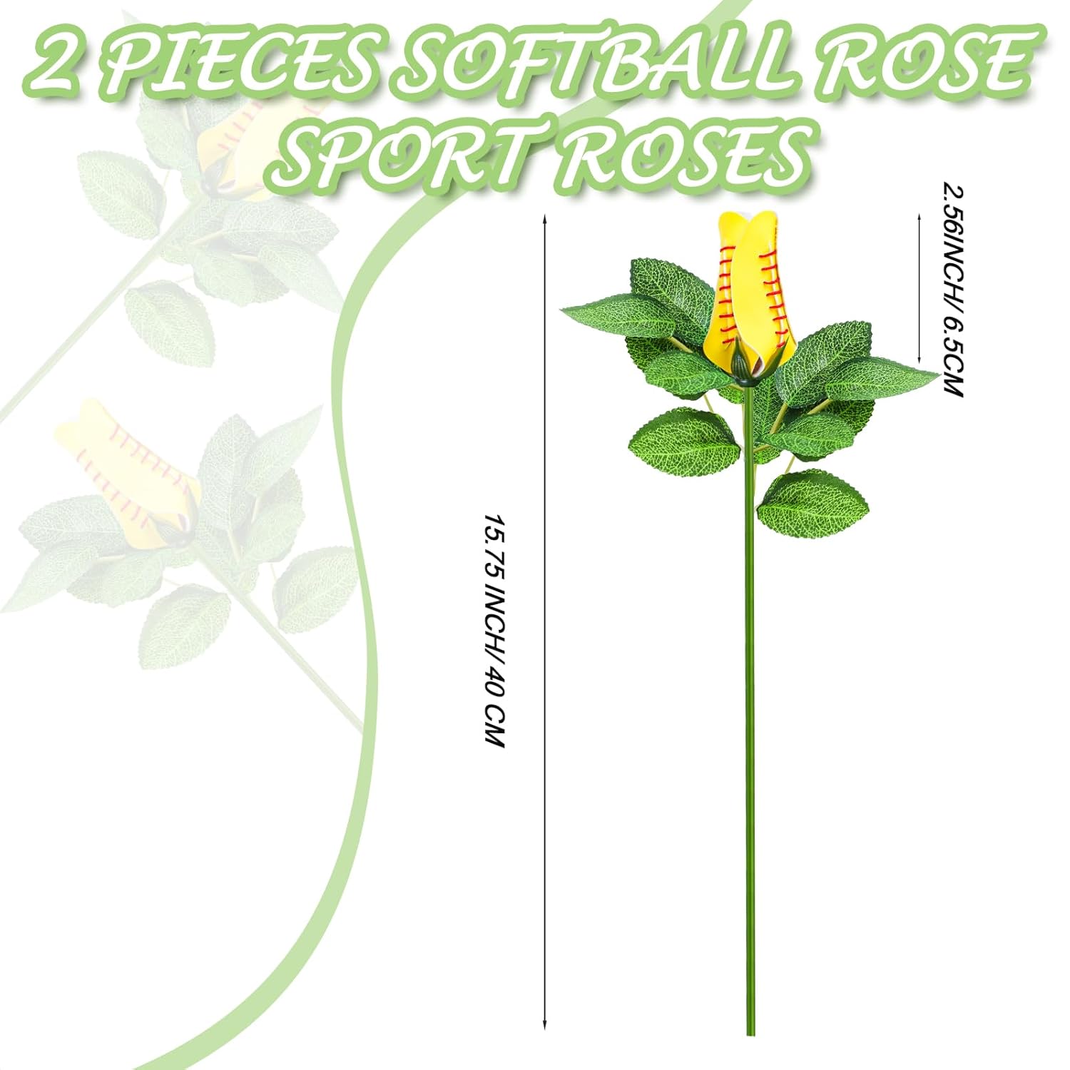 Artificial Bendable Softball Rose Pu Leather Sports Flower Graduation Gift For Softball Team Coach 2025 Grad Prom Senior Night Party (1 Pcs)