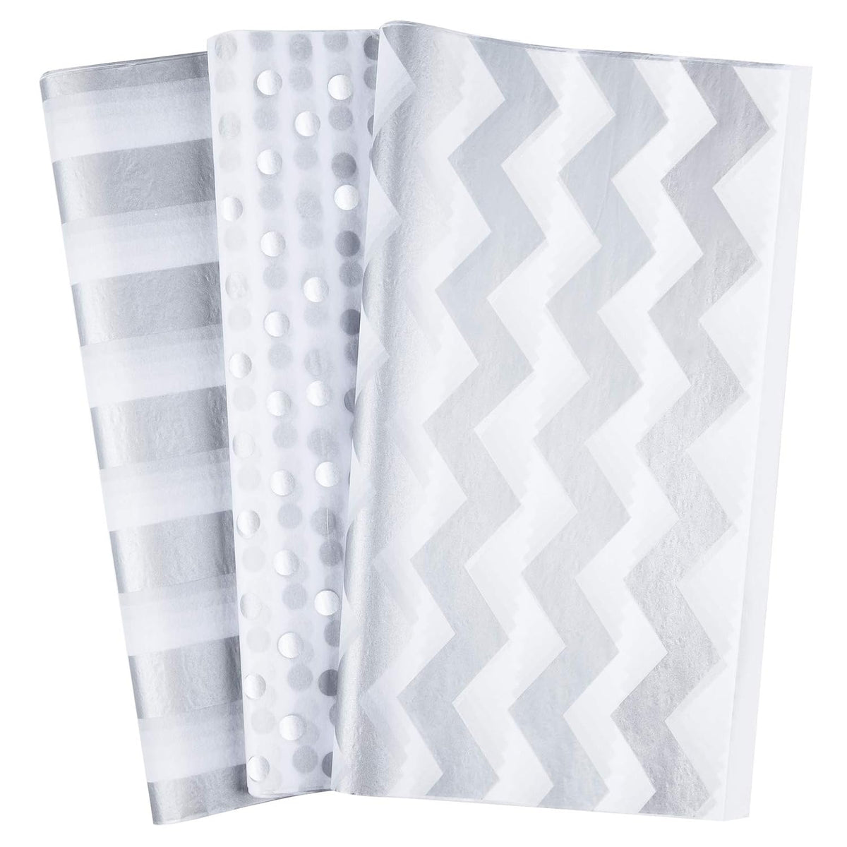 60 Pcs Silver White Tissue Paper Bulk 3 Style Decorative Metallic Wrapping Paper For Birthday Weddings Christmas Party Decoration, Diy Arts Crafts