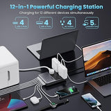 200W GaN USB C Charging Station 12 in 1 Power Strip 4 Outlets 8 USB Ports 5FT Extension Cord