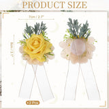 uxcell 2 Pcs Yellow Flower Wrist Corsage Bracelets, Artificial Flowers Corsage Wristlet for Wedding Bride Groom Ceremony Anniversary Prom Party