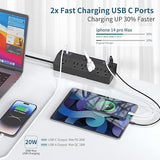 Home Theater Surge Protector Power Strip 12 Outlets 8FT Flat Plug Extension Cord 2880J TV Ethernet Protection