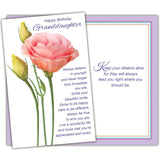 Granddaughter Birthday Card - Large Card Opens To 10" X 7.75" - Made In Usa - Perfect Pink Rose Design - Premium Envelope & Sturdy Mailer 95359