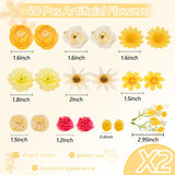 Fabric Flowers Heads For Craft, 40 Pcs Yellow Flowers Mini Fake Flowers Heads, Artificial Flowers Faux Daisy Fake Rose, Silk Flowers Artificial Daisy For Hair Decoration, Wreath Making, Scrapbooking