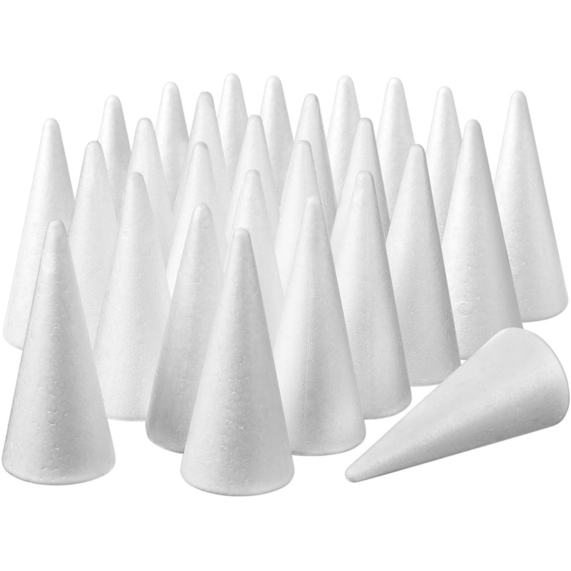 30 Pcs Craft Foam Cones, White Polystyrene Cone Shaped Foam, Foam Tree Cones F