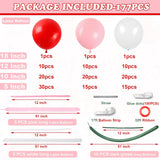Cherry Balloon Garland Arch Kit,177Pcs Red Pink White Balloons With Diy Coquette Bow Light Pink Red White Balloons For Girls Birthday Baby Shower Wedding Bridal Shower Party Decorations