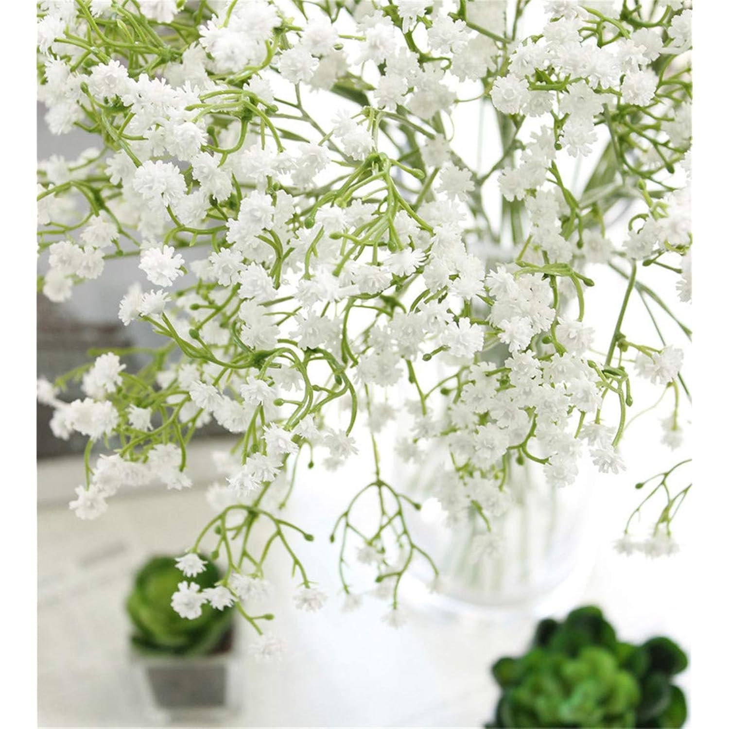 9 Pack Real Touch Artificial Baby'S Breath Flowers - 21" Bendable Stems For Wedding Bouquets, Home Centerpieces & Outdoor Decor (Waterproof, Dustproof, White)